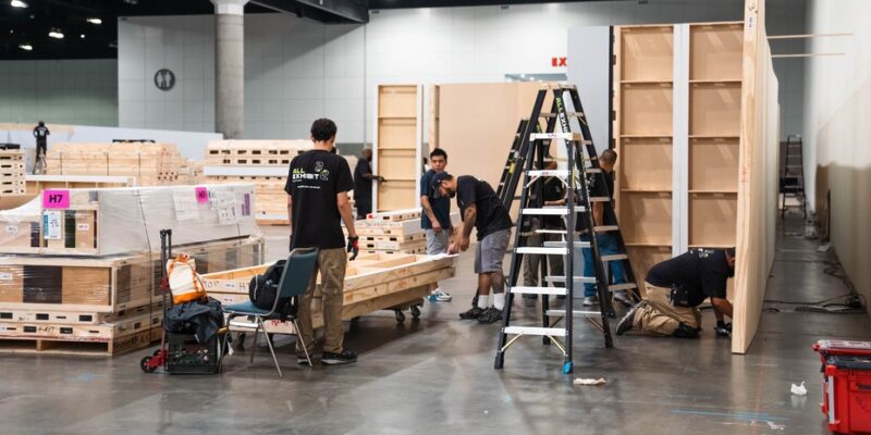 Interior build of the Olive Young FESTA K-beauty playground at KCON LA 2026