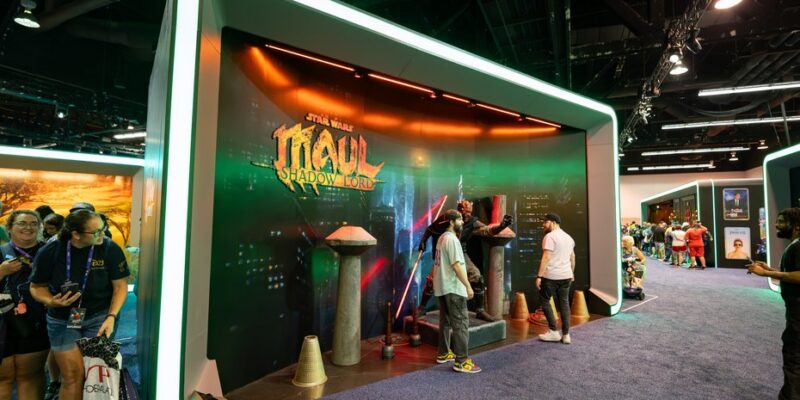 Themed title environment built inside the Disney+ and Hulu pavilion at D23 2026